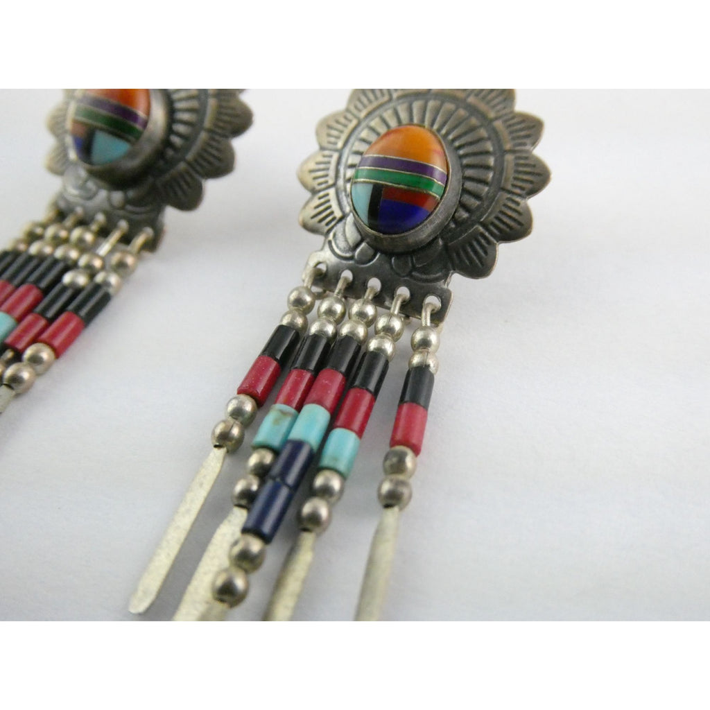 Quoc Turquoise Inc Southwestern Sterling Silver Multi Gemstone Stud Earrings 925