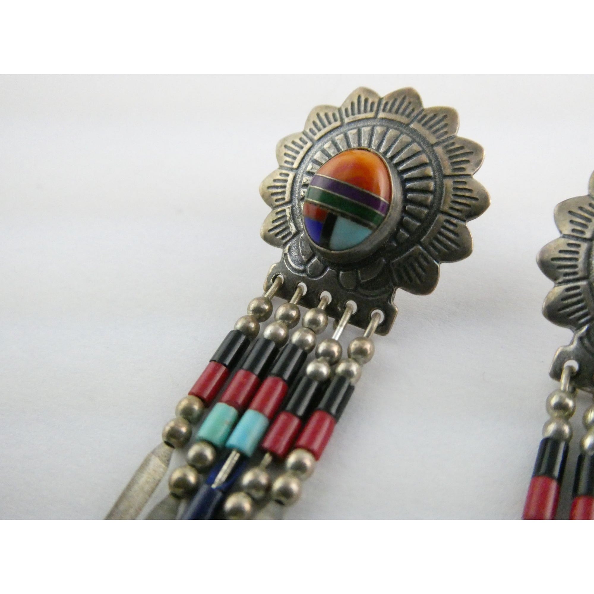Quoc Turquoise Inc Southwestern Sterling Silver Multi Gemstone Stud Earrings 925