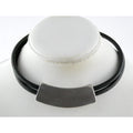 Versani Sterling Silver and Sting Ray Leather Belt Buckle Necklace 15 Inches