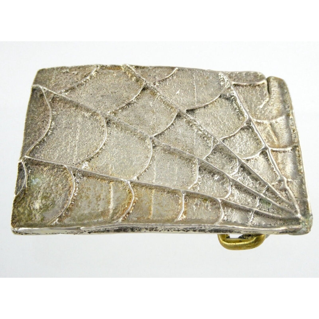 Sand Cast Sterling Silver Handmade Artisan Southwestern Spider Web Belt Buckle