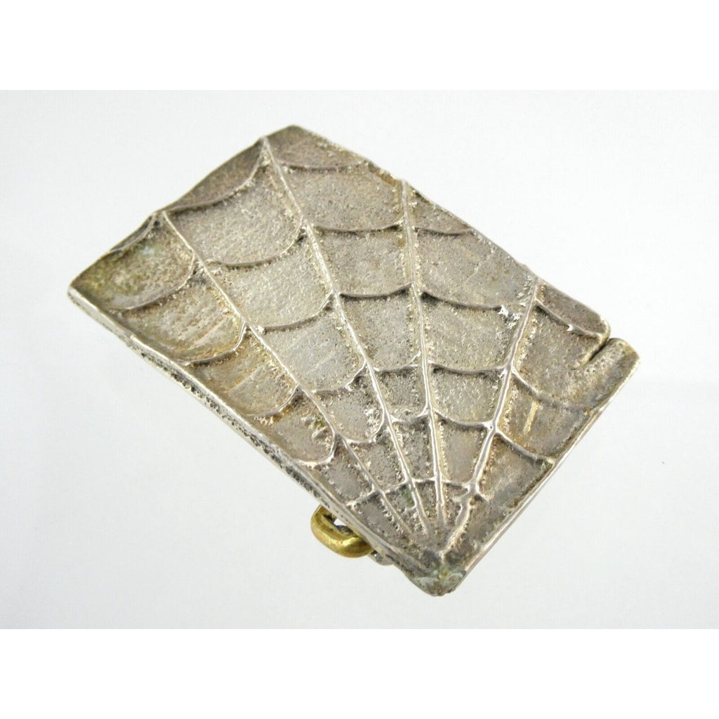 Sand Cast Sterling Silver Handmade Artisan Southwestern Spider Web Belt Buckle