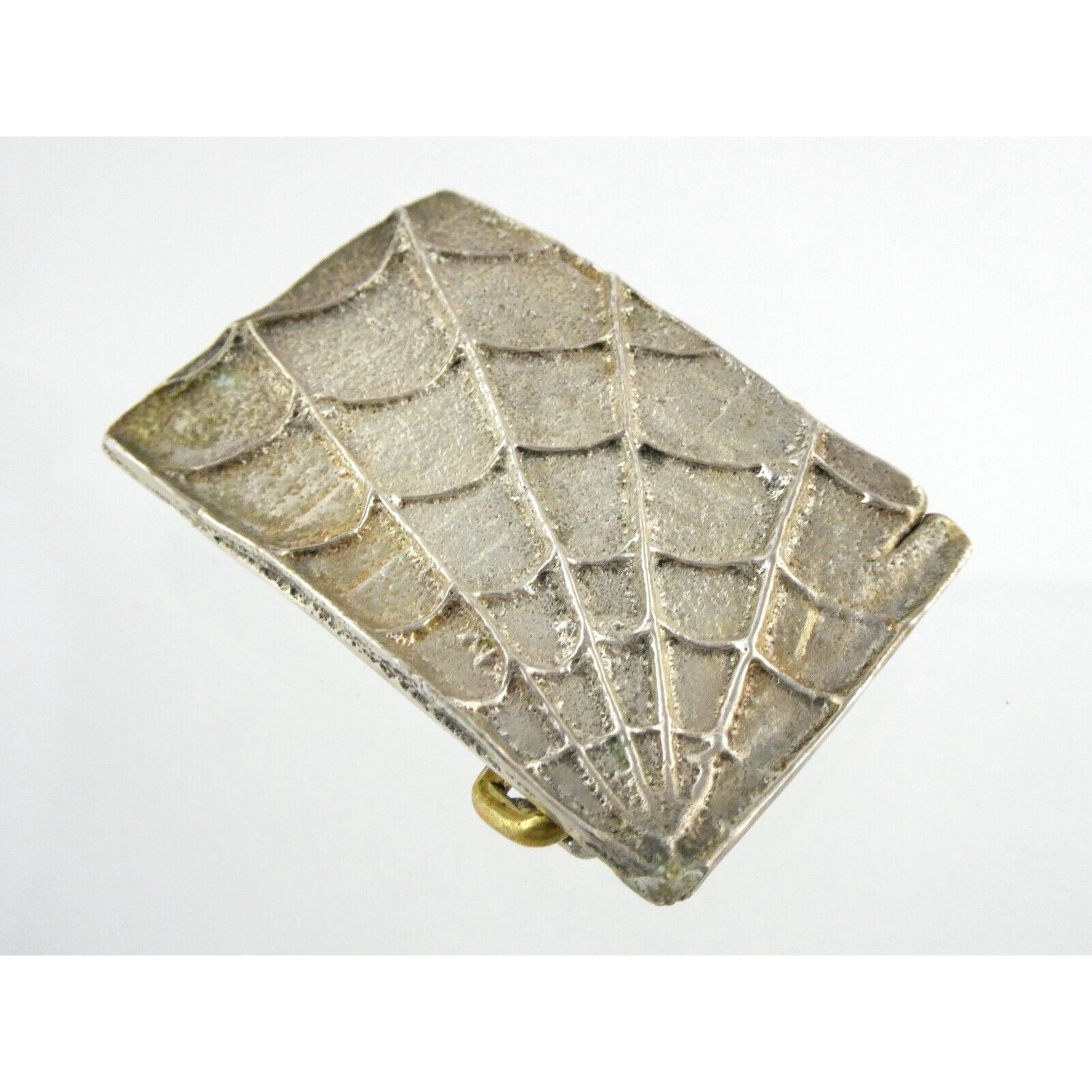 Sand Cast Sterling Silver Handmade Artisan Southwestern Spider Web Belt Buckle