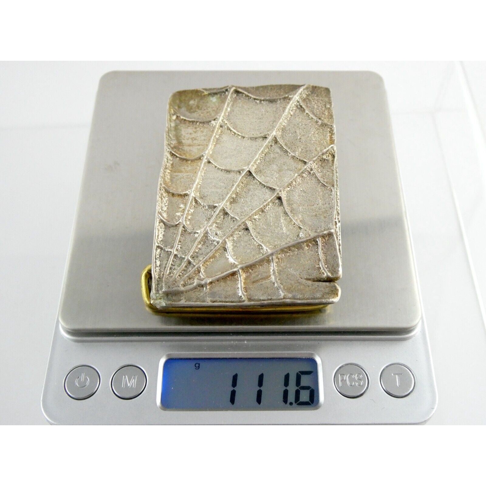 Sand Cast Sterling Silver Handmade Artisan Southwestern Spider Web Belt Buckle