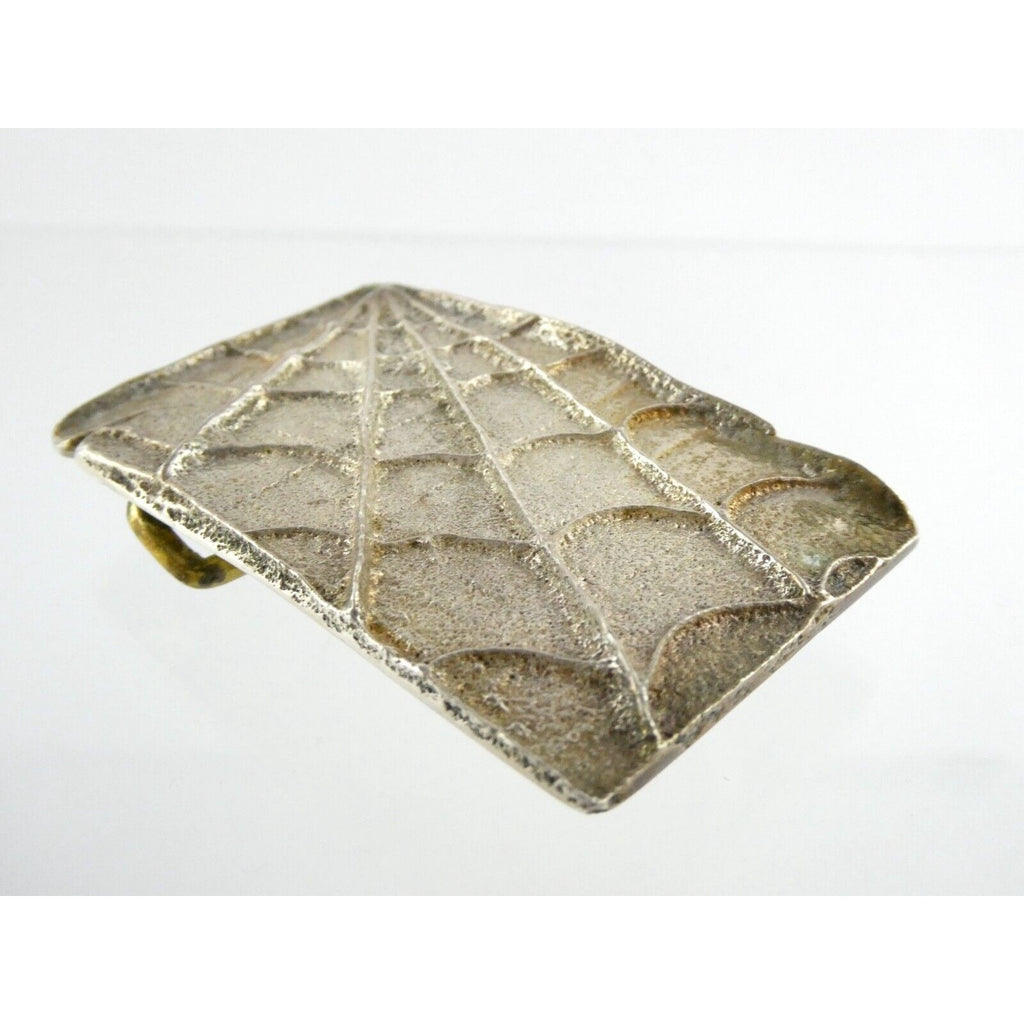 Sand Cast Sterling Silver Handmade Artisan Southwestern Spider Web Belt Buckle