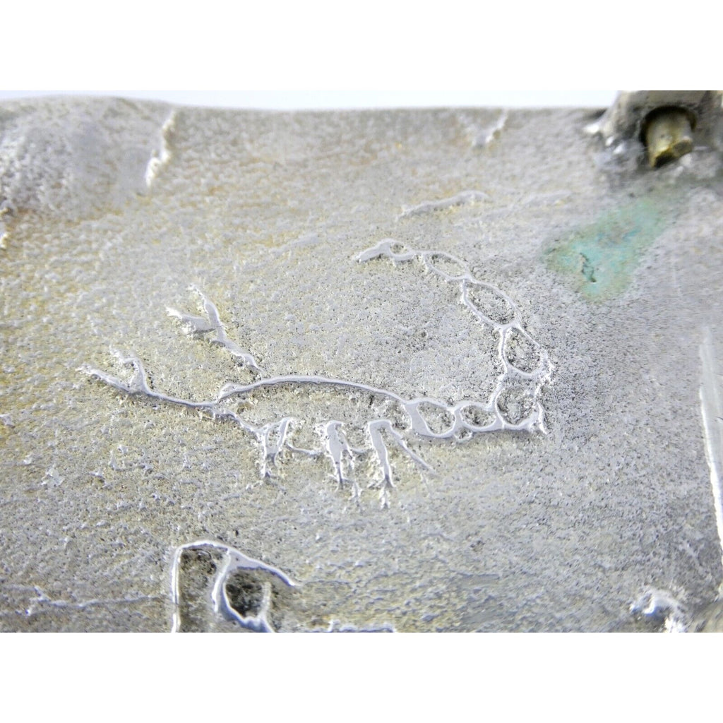 Sand Cast Sterling Silver Handmade Artisan Southwestern Spider Web Belt Buckle