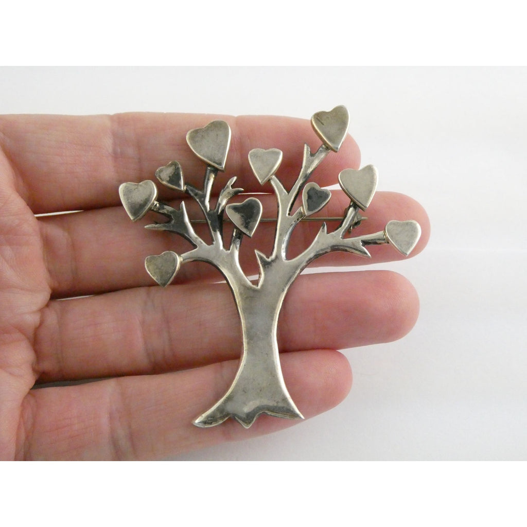Vintage Los Ballesteros Sterling Silver Taxco Mexico Loving Giving Tree Brooch