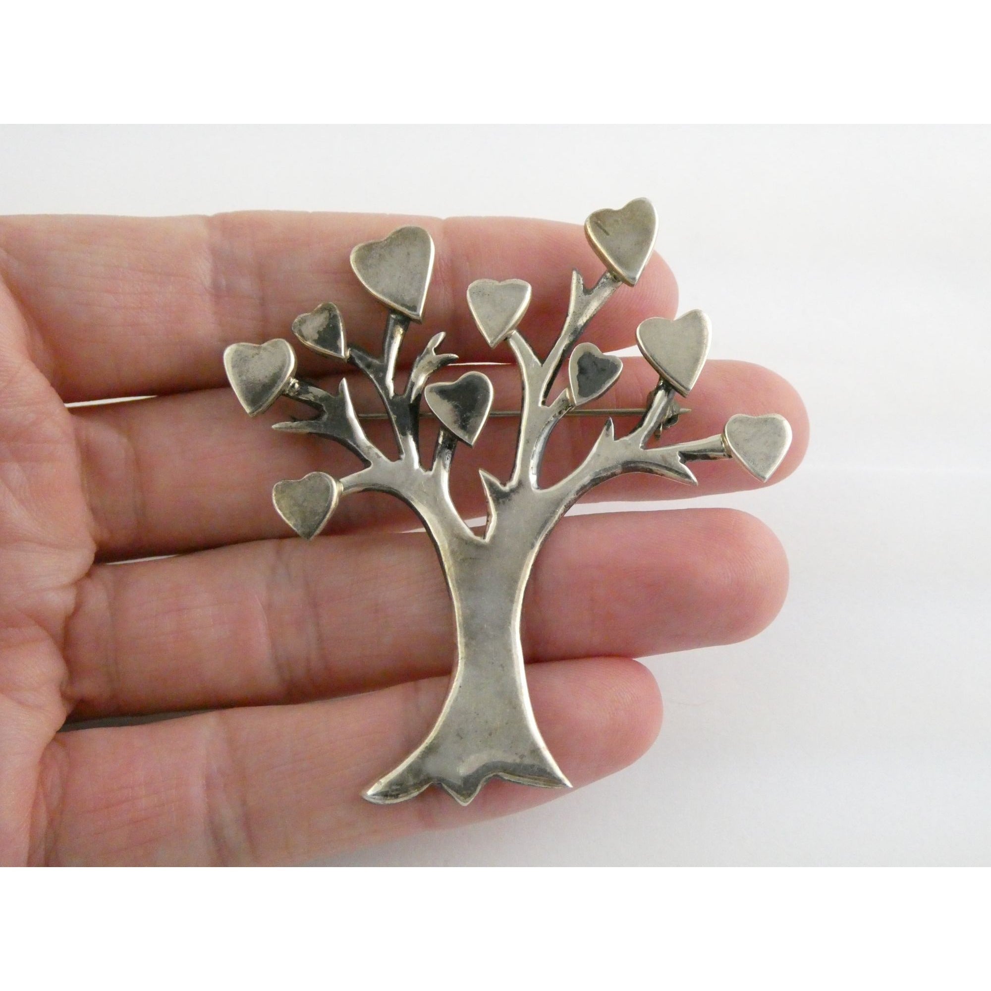 Vintage Los Ballesteros Sterling Silver Taxco Mexico Loving Giving Tree Brooch