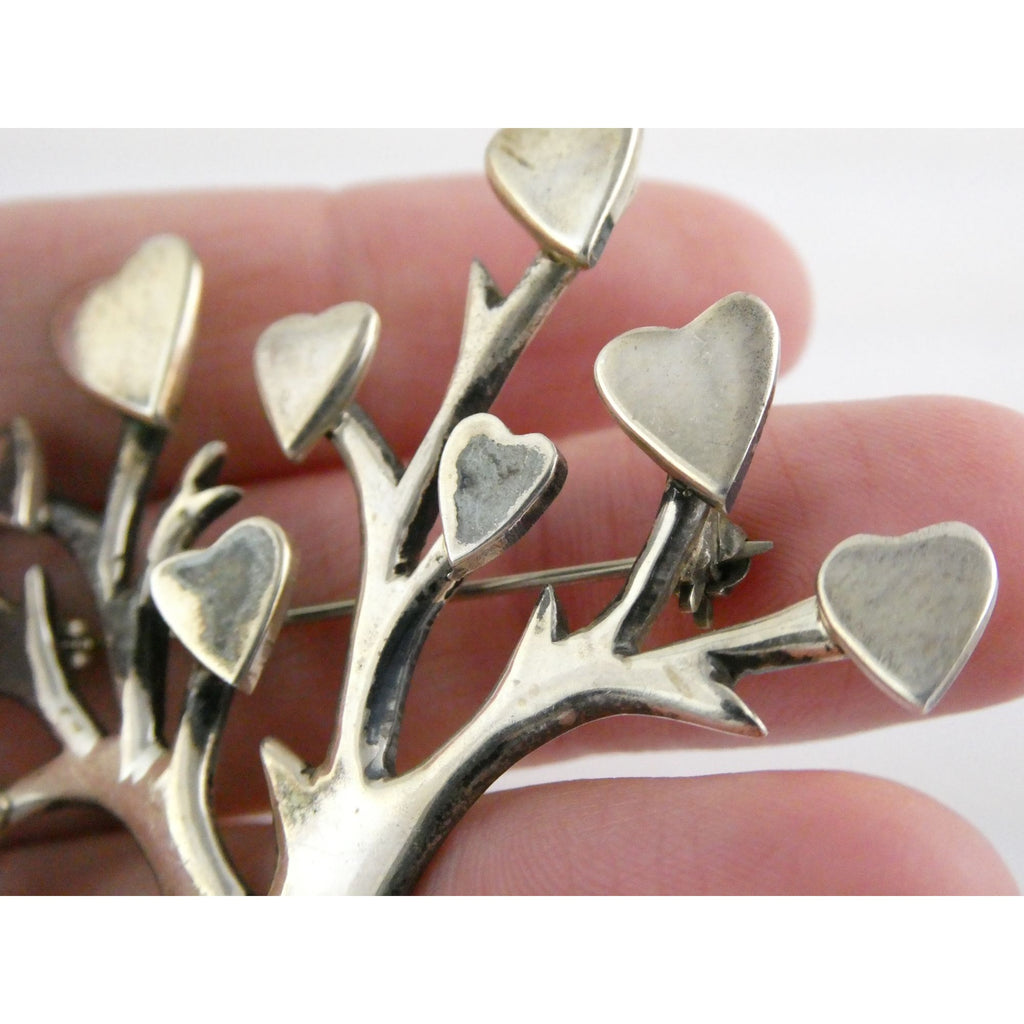 Vintage Los Ballesteros Sterling Silver Taxco Mexico Loving Giving Tree Brooch