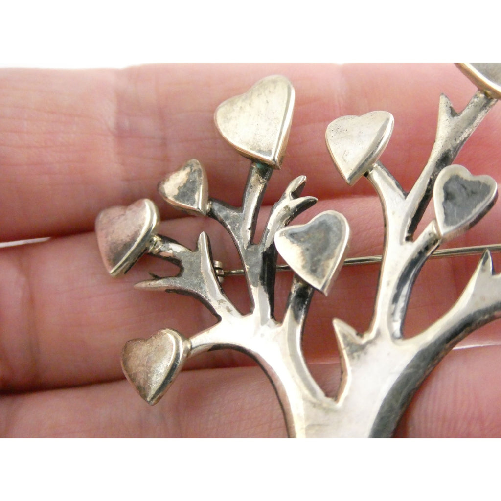 Vintage Los Ballesteros Sterling Silver Taxco Mexico Loving Giving Tree Brooch