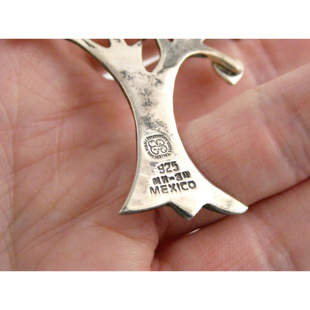Vintage Los Ballesteros Sterling Silver Taxco Mexico Loving Giving Tree Brooch