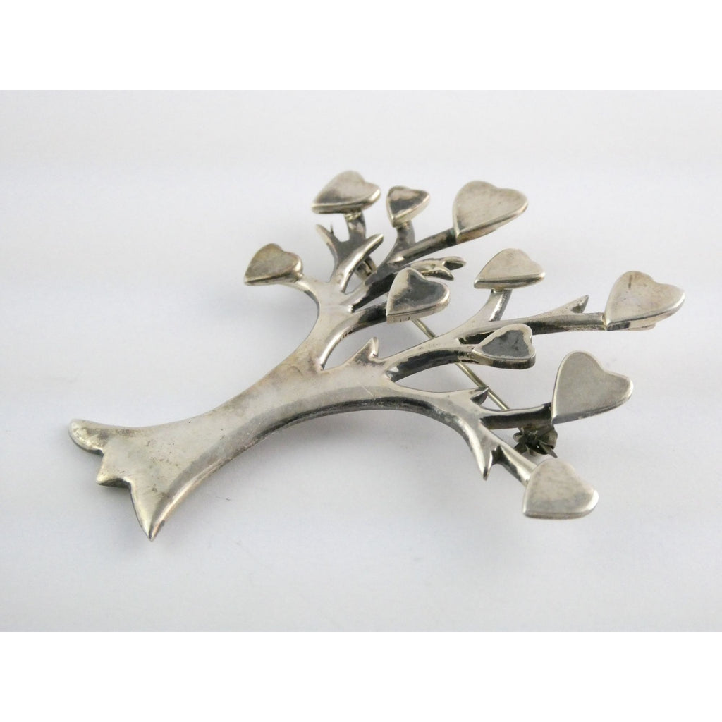 Vintage Los Ballesteros Sterling Silver Taxco Mexico Loving Giving Tree Brooch