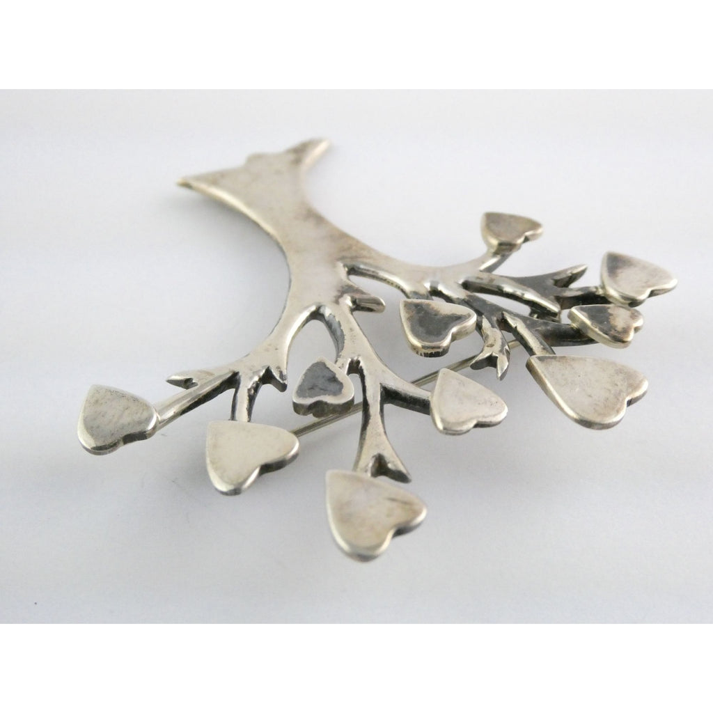 Vintage Los Ballesteros Sterling Silver Taxco Mexico Loving Giving Tree Brooch