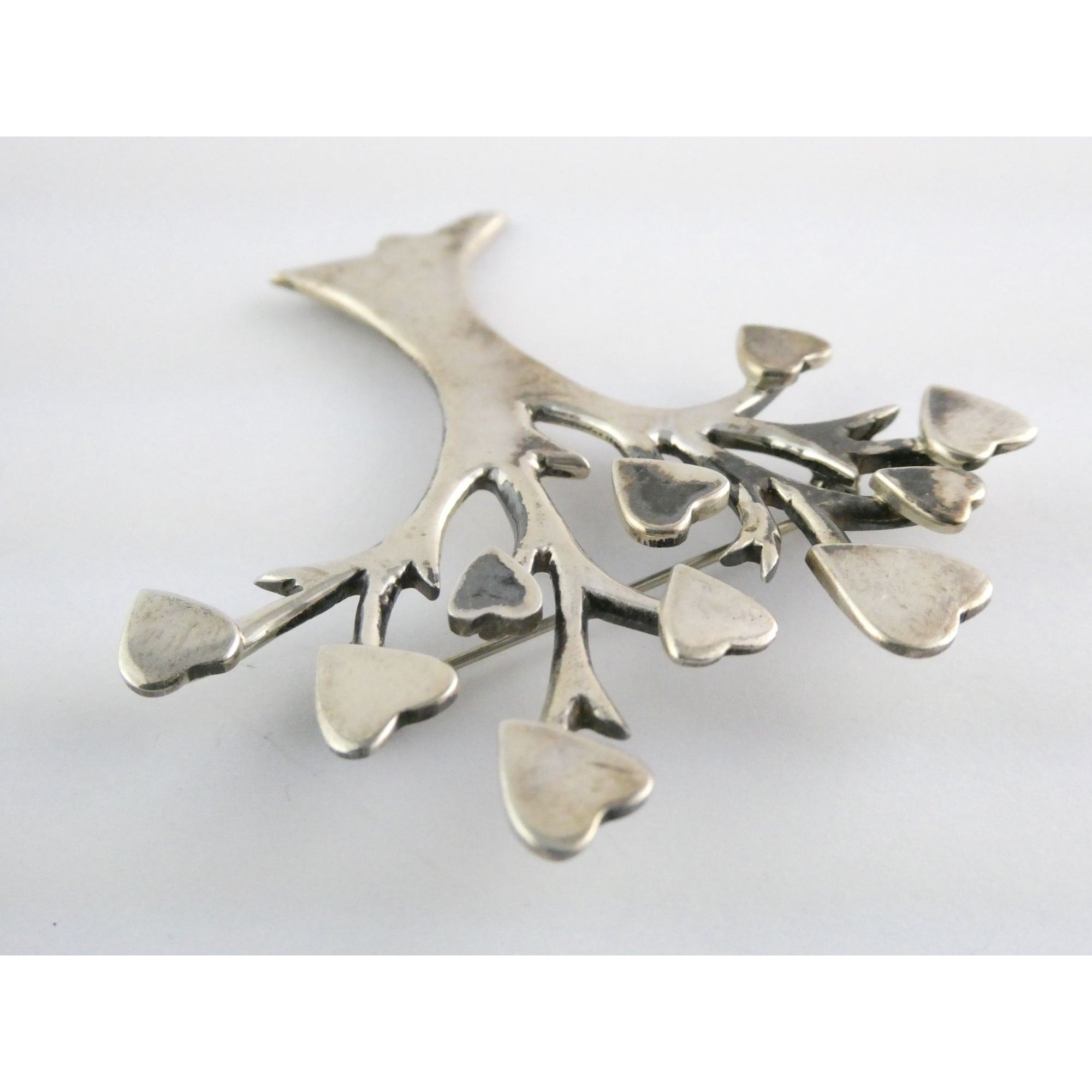 Vintage Los Ballesteros Sterling Silver Taxco Mexico Loving Giving Tree Brooch