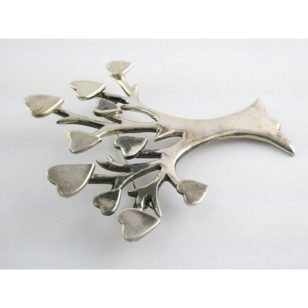 Vintage Los Ballesteros Sterling Silver Taxco Mexico Loving Giving Tree Brooch