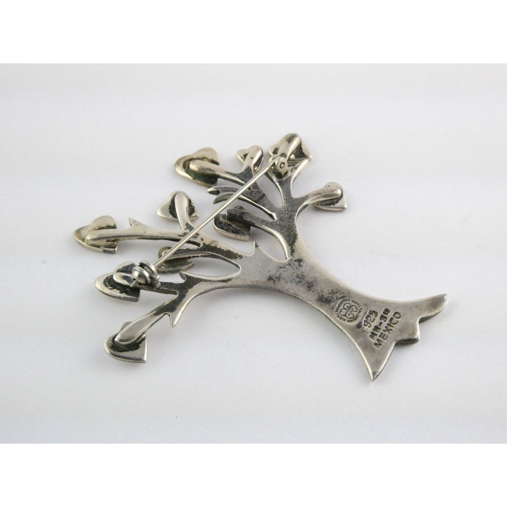 Vintage Los Ballesteros Sterling Silver Taxco Mexico Loving Giving Tree Brooch