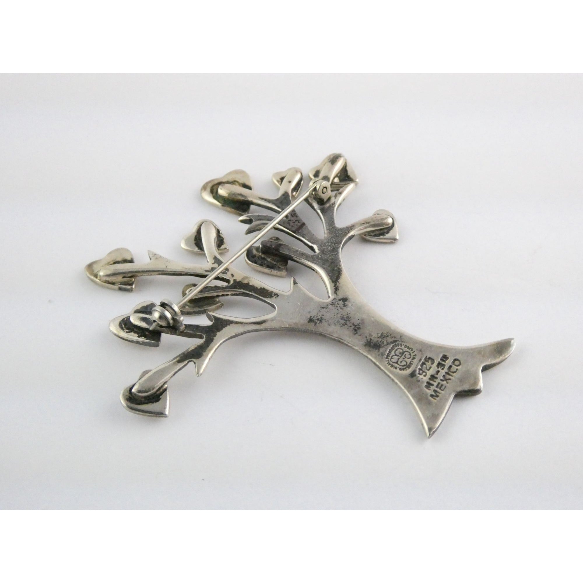 Vintage Los Ballesteros Sterling Silver Taxco Mexico Loving Giving Tree Brooch