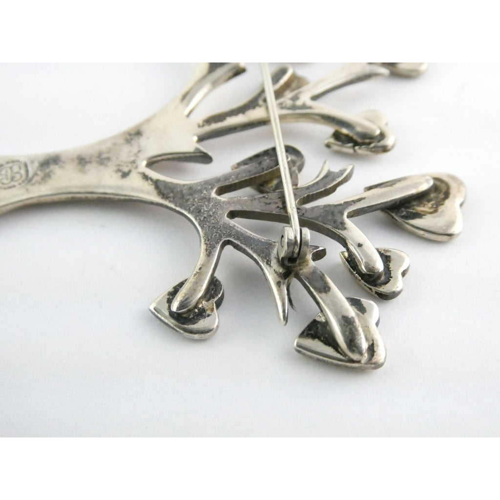 Vintage Los Ballesteros Sterling Silver Taxco Mexico Loving Giving Tree Brooch