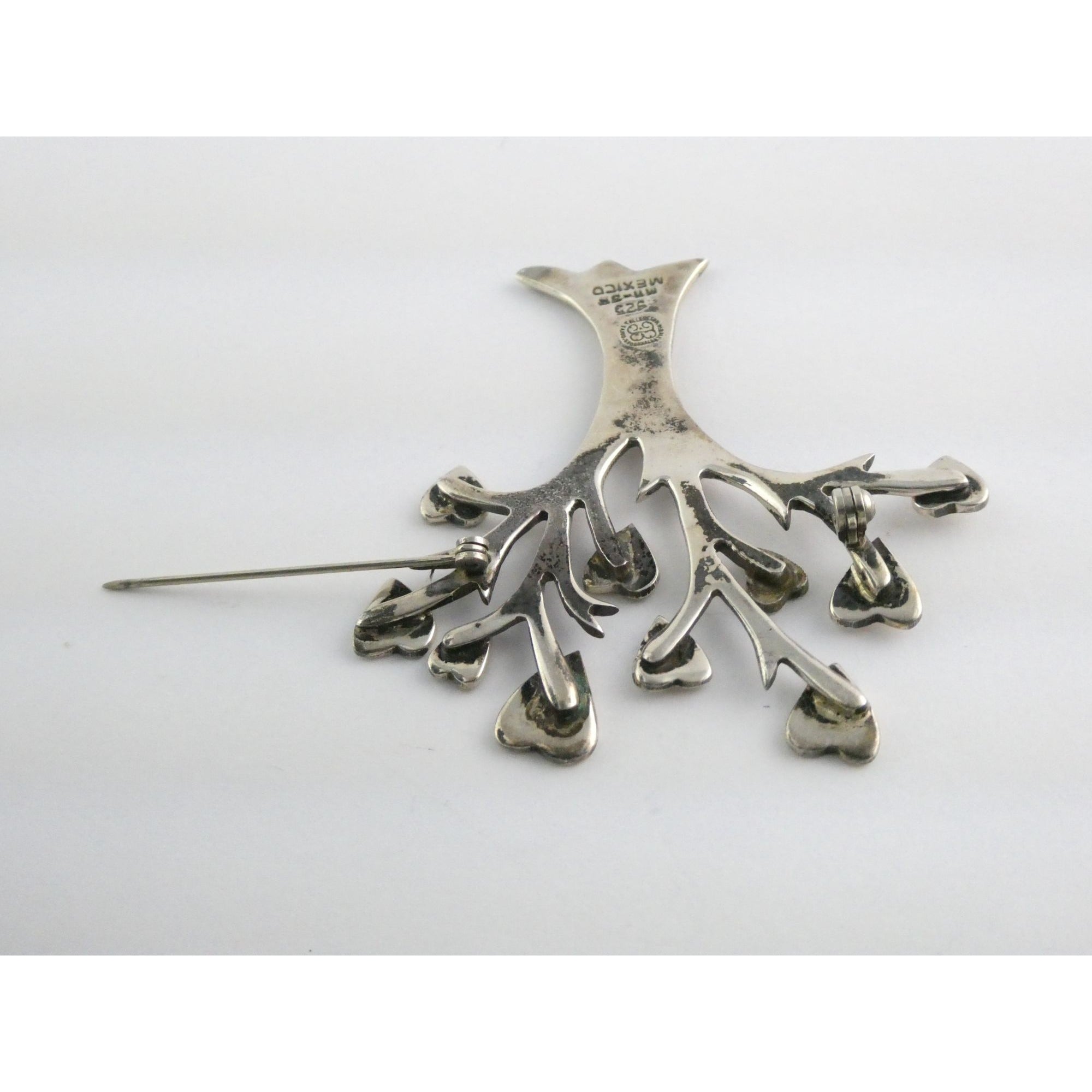Vintage Los Ballesteros Sterling Silver Taxco Mexico Loving Giving Tree Brooch