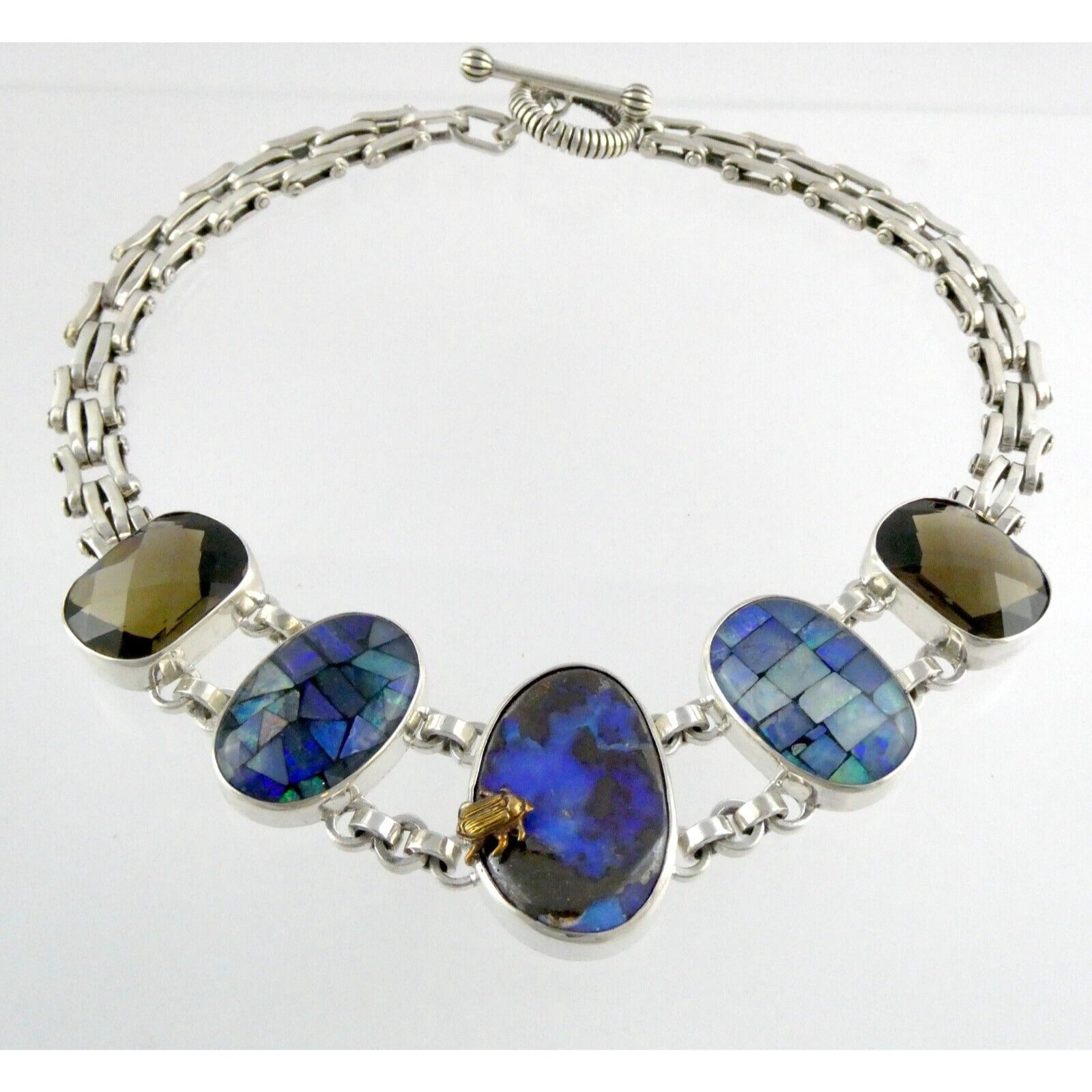 Stephen Dweck One of a Kind Sterling Silver Opal Necklace 9893 30 17.5 Inch 925