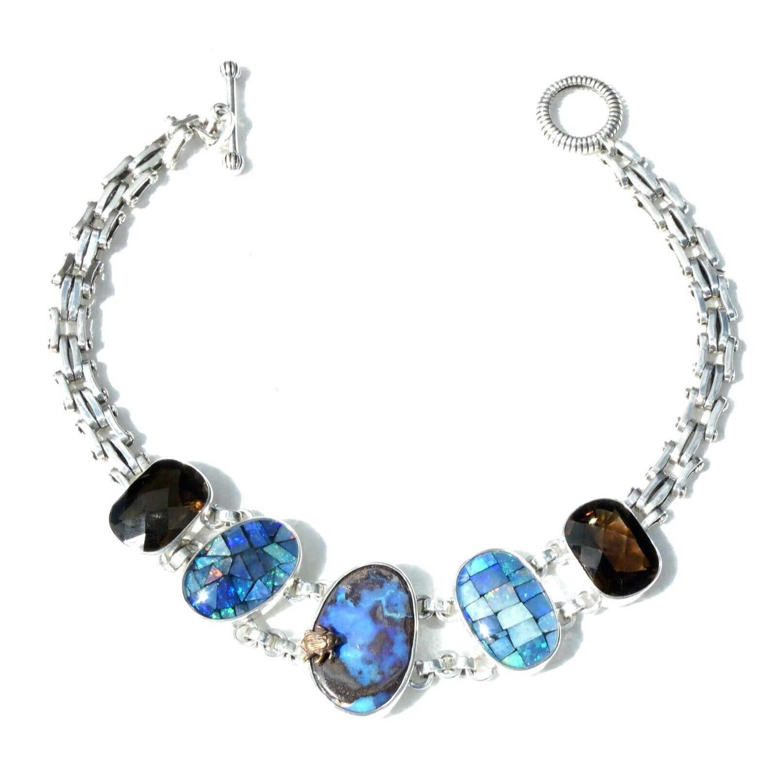 Stephen Dweck One of a Kind Sterling Silver Opal Necklace 9893 30 17.5 Inch 925