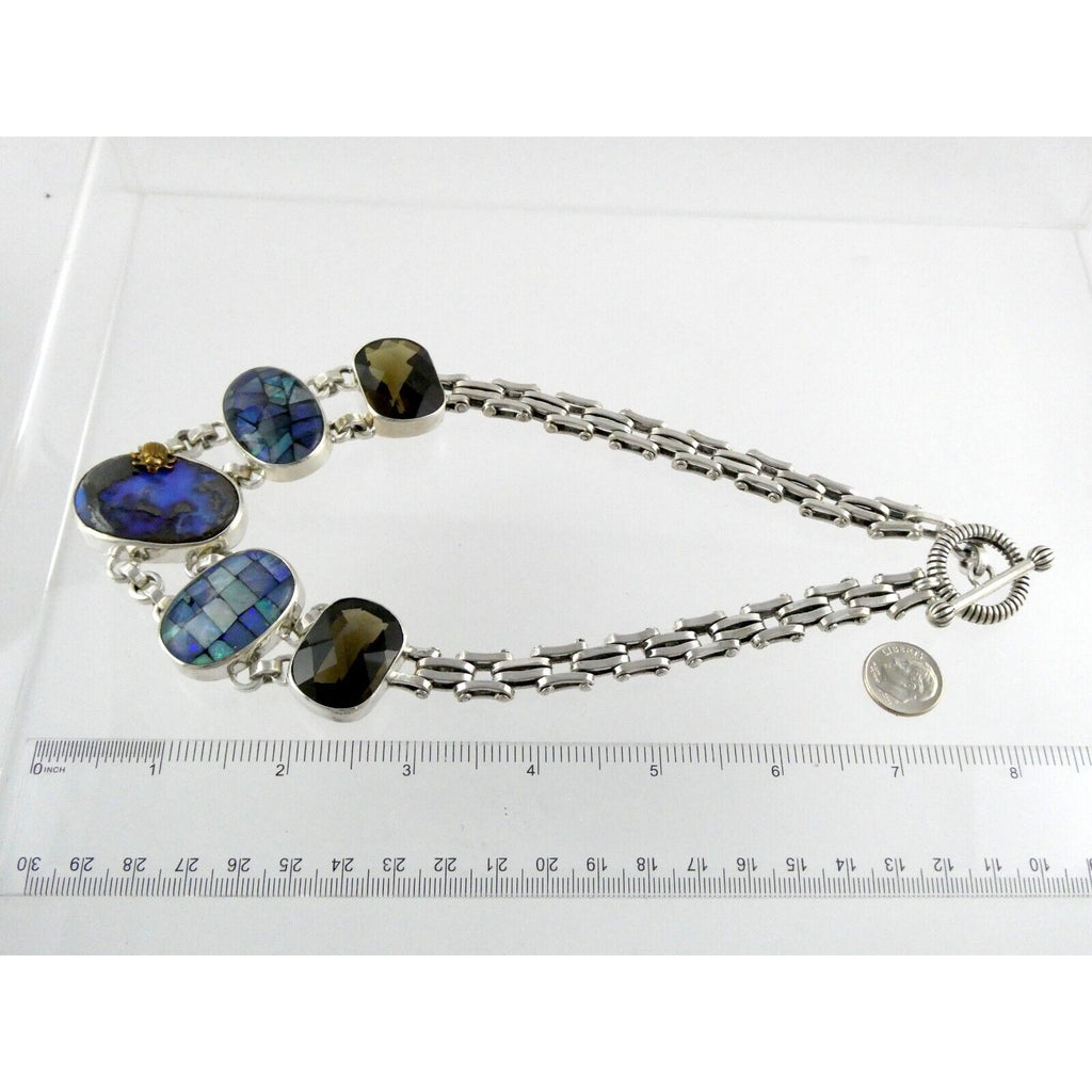 Stephen Dweck One of a Kind Sterling Silver Opal Necklace 9893 30 17.5 Inch 925