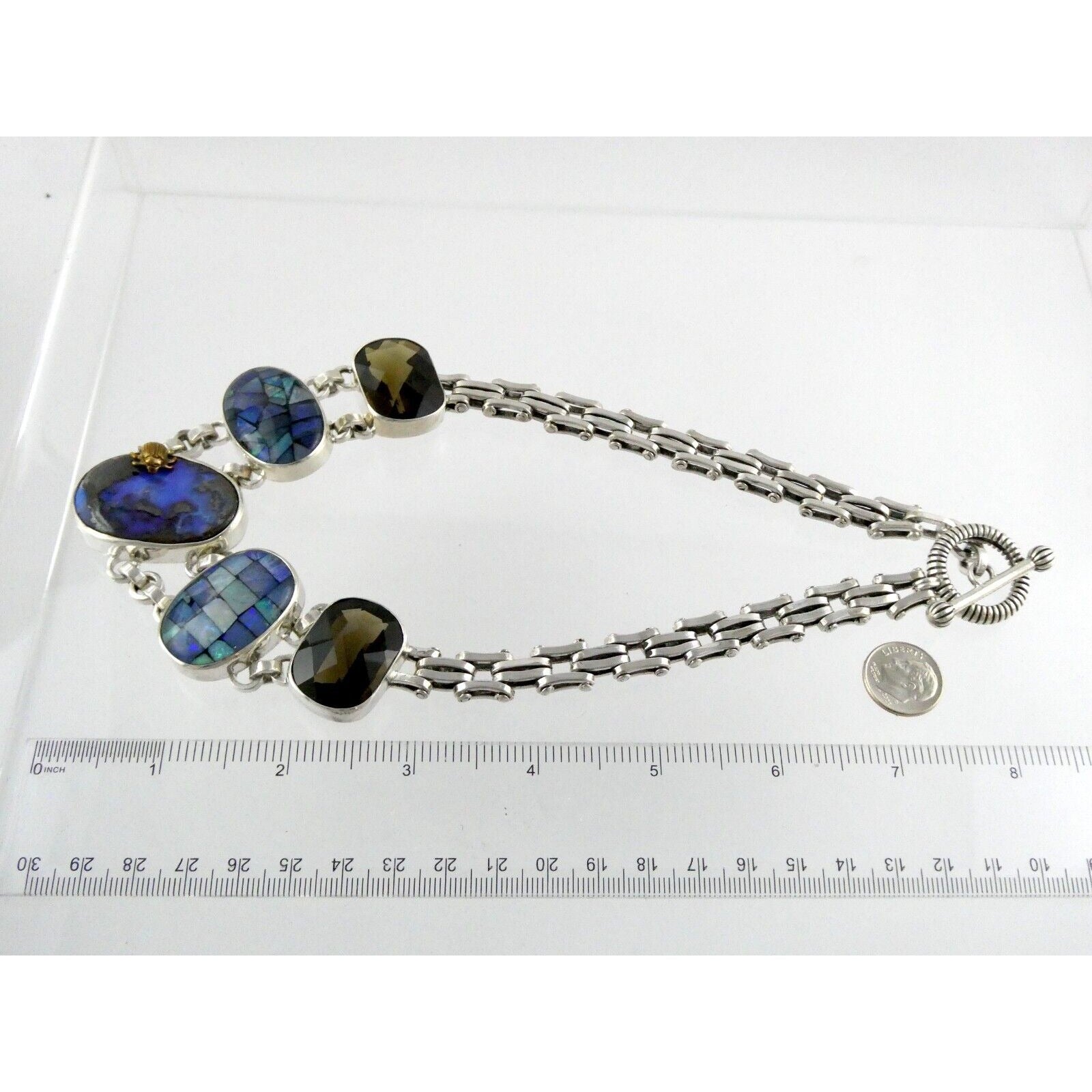 Stephen Dweck One of a Kind Sterling Silver Opal Necklace 9893 30 17.5 Inch 925
