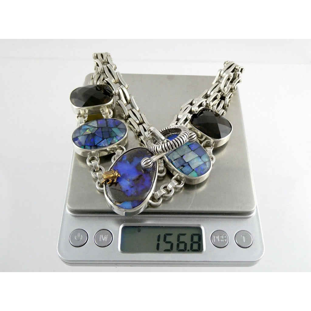 Stephen Dweck One of a Kind Sterling Silver Opal Necklace 9893 30 17.5 Inch 925