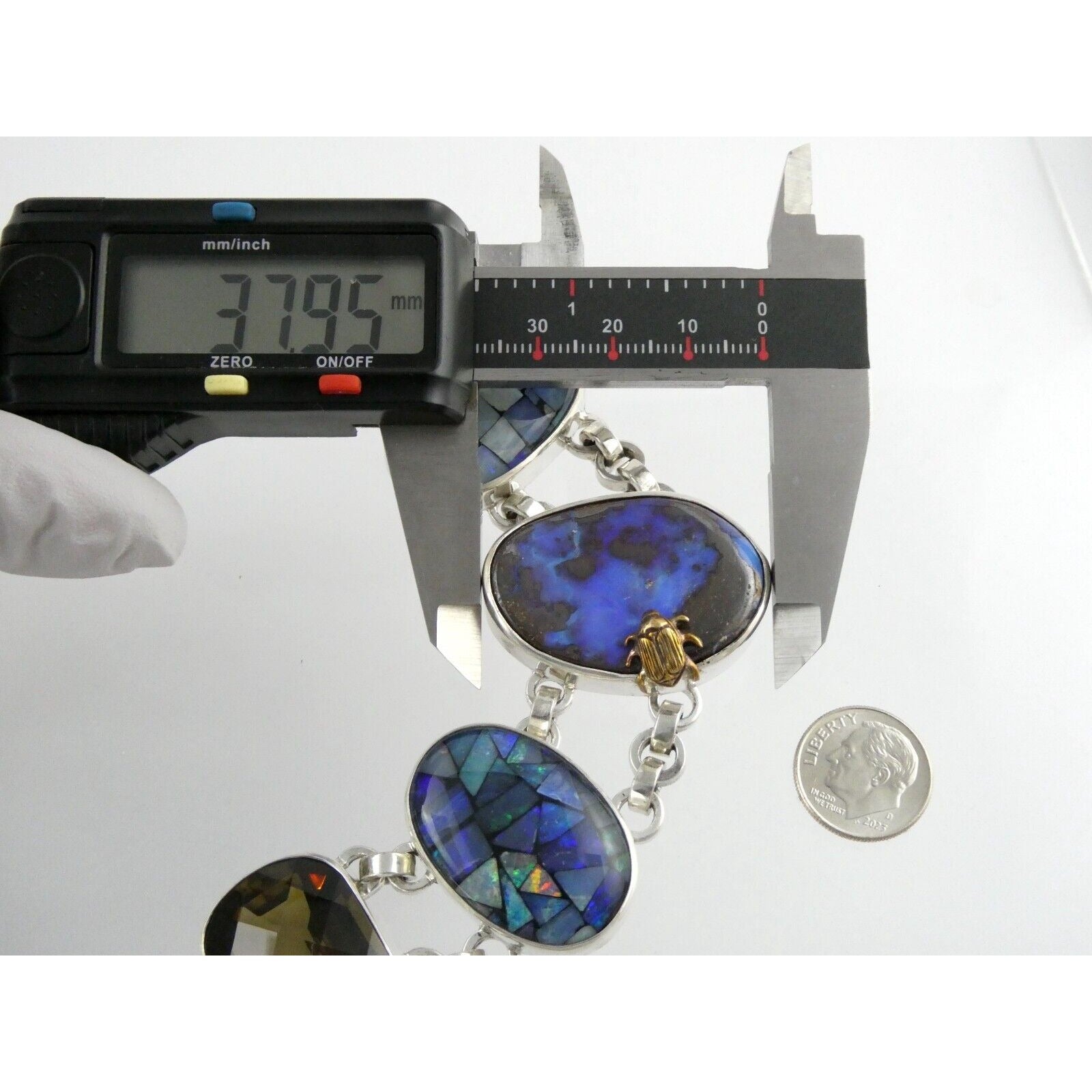 Stephen Dweck One of a Kind Sterling Silver Opal Necklace 9893 30 17.5 Inch 925