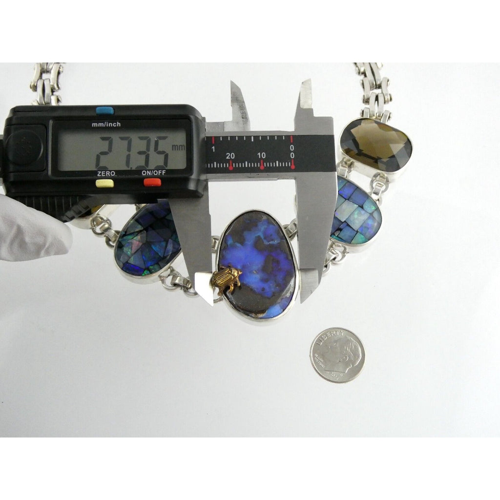 Stephen Dweck One of a Kind Sterling Silver Opal Necklace 9893 30 17.5 Inch 925