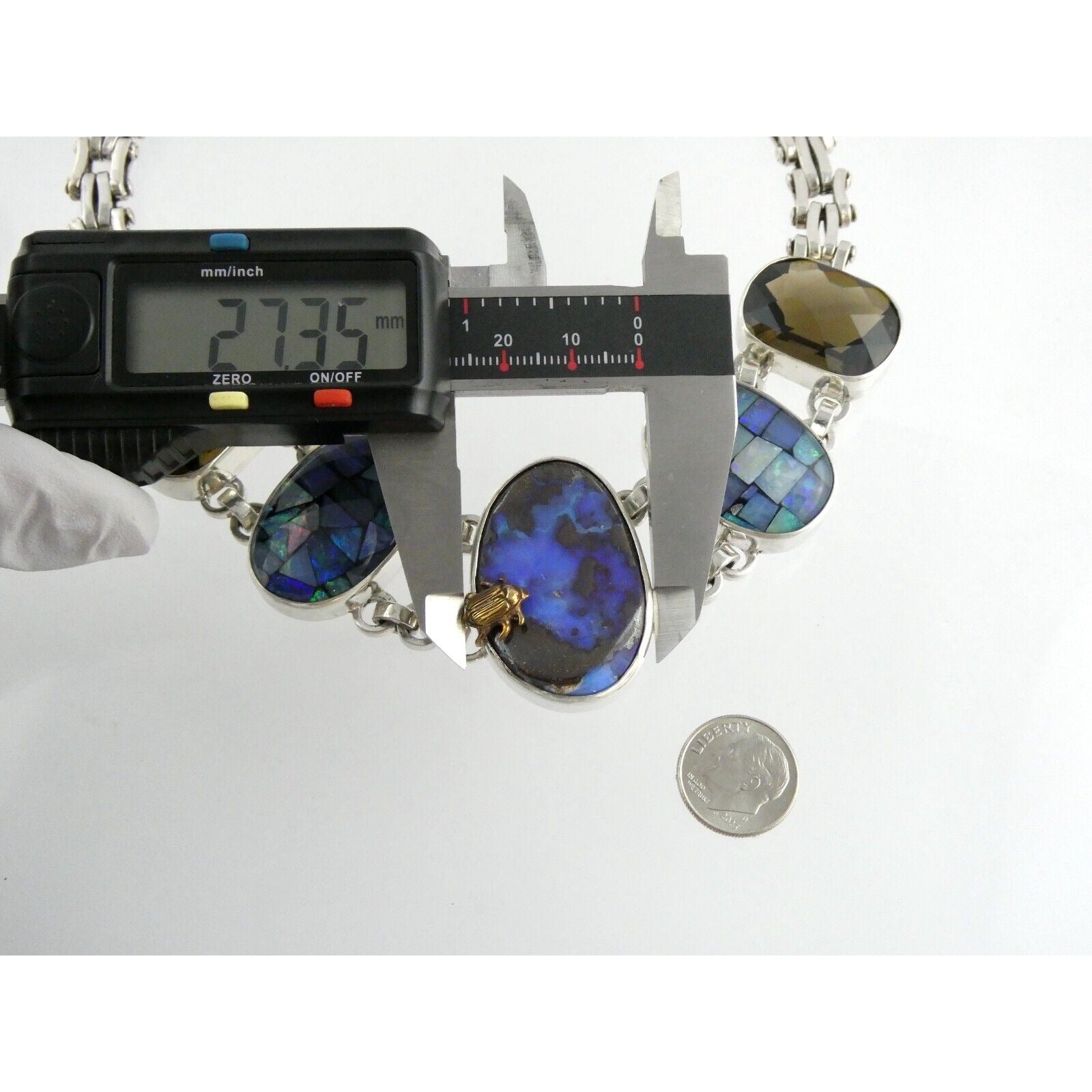 Stephen Dweck One of a Kind Sterling Silver Opal Necklace 9893 30 17.5 Inch 925