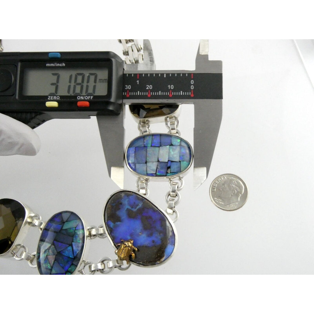Stephen Dweck One of a Kind Sterling Silver Opal Necklace 9893 30 17.5 Inch 925