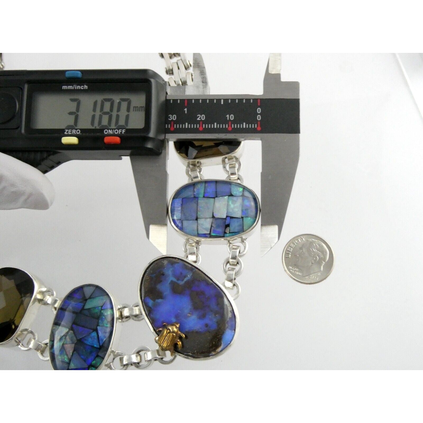 Stephen Dweck One of a Kind Sterling Silver Opal Necklace 9893 30 17.5 Inch 925