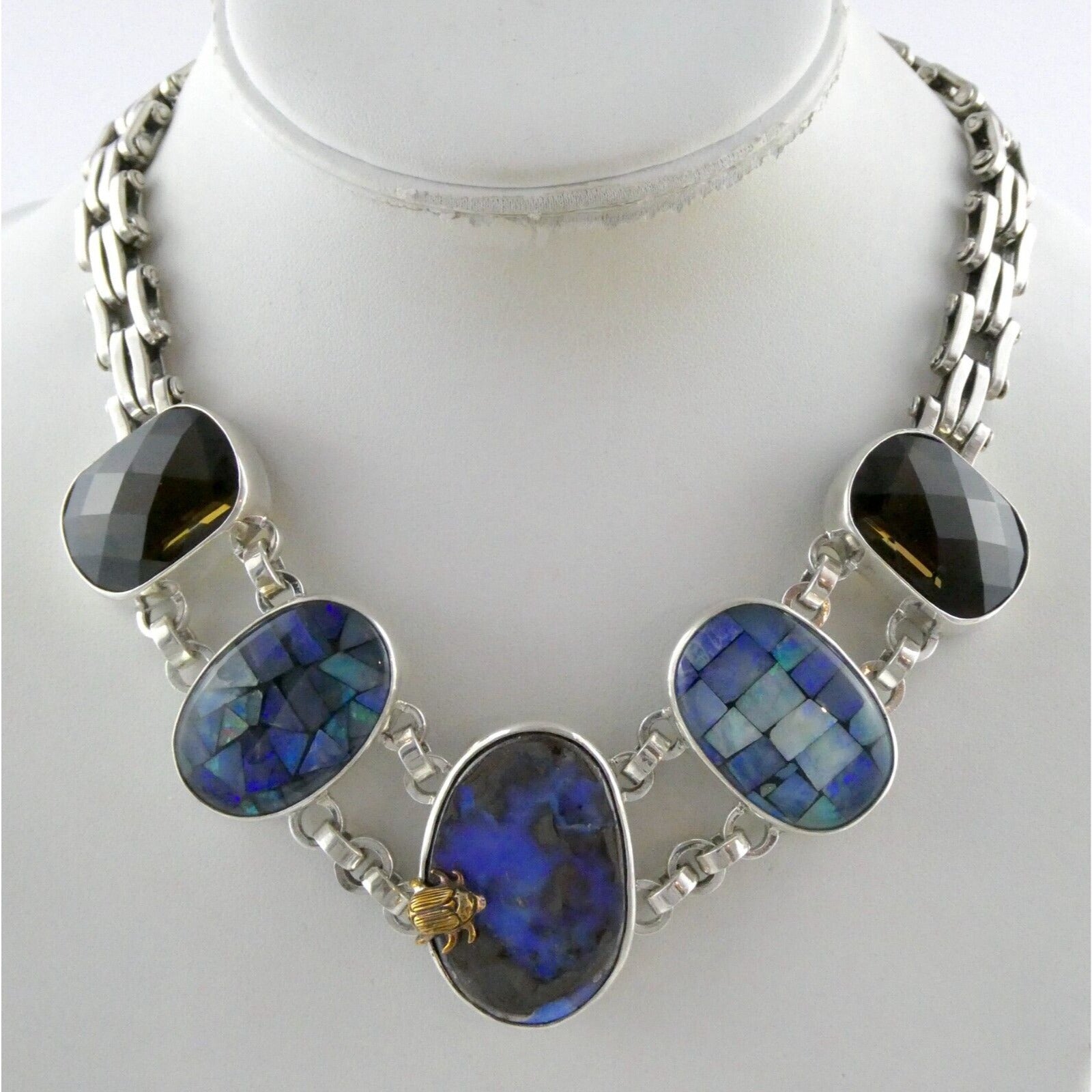 Stephen Dweck One of a Kind Sterling Silver Opal Necklace 9893 30 17.5 Inch 925