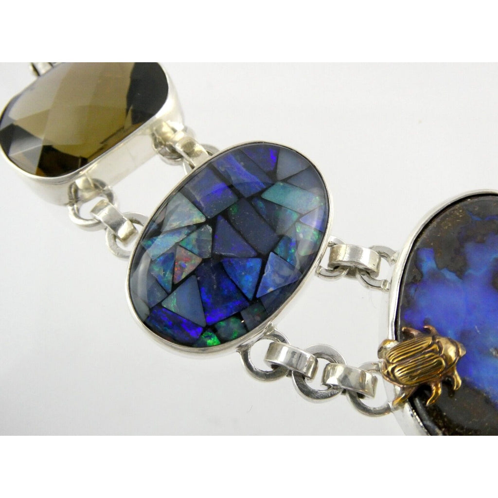 Stephen Dweck One of a Kind Sterling Silver Opal Necklace 9893 30 17.5 Inch 925