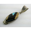 NA Navajo Peterson Chee Sterling Silver Turquoise Jasper and Onyx Inlay Pendant