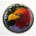 Linda Lundell Sacred Earth Cloisonne Golden Eagle Sterling Silver Pendant 925