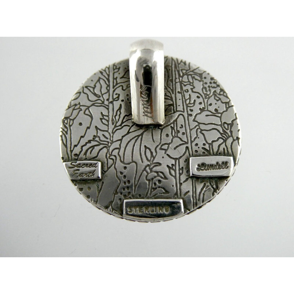 Linda Lundell Sacred Earth Cloisonne Golden Eagle Sterling Silver Pendant 925