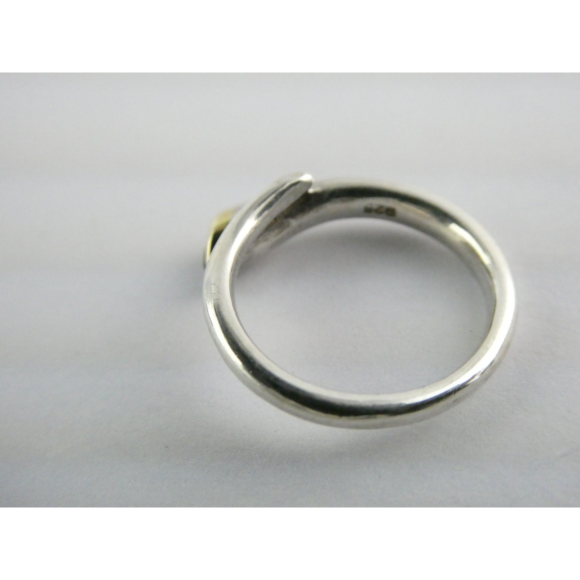 Sterling Silver Gilt Accent Amethyst End Bypass Ring 925 Size 6 Weighs 3.1g
