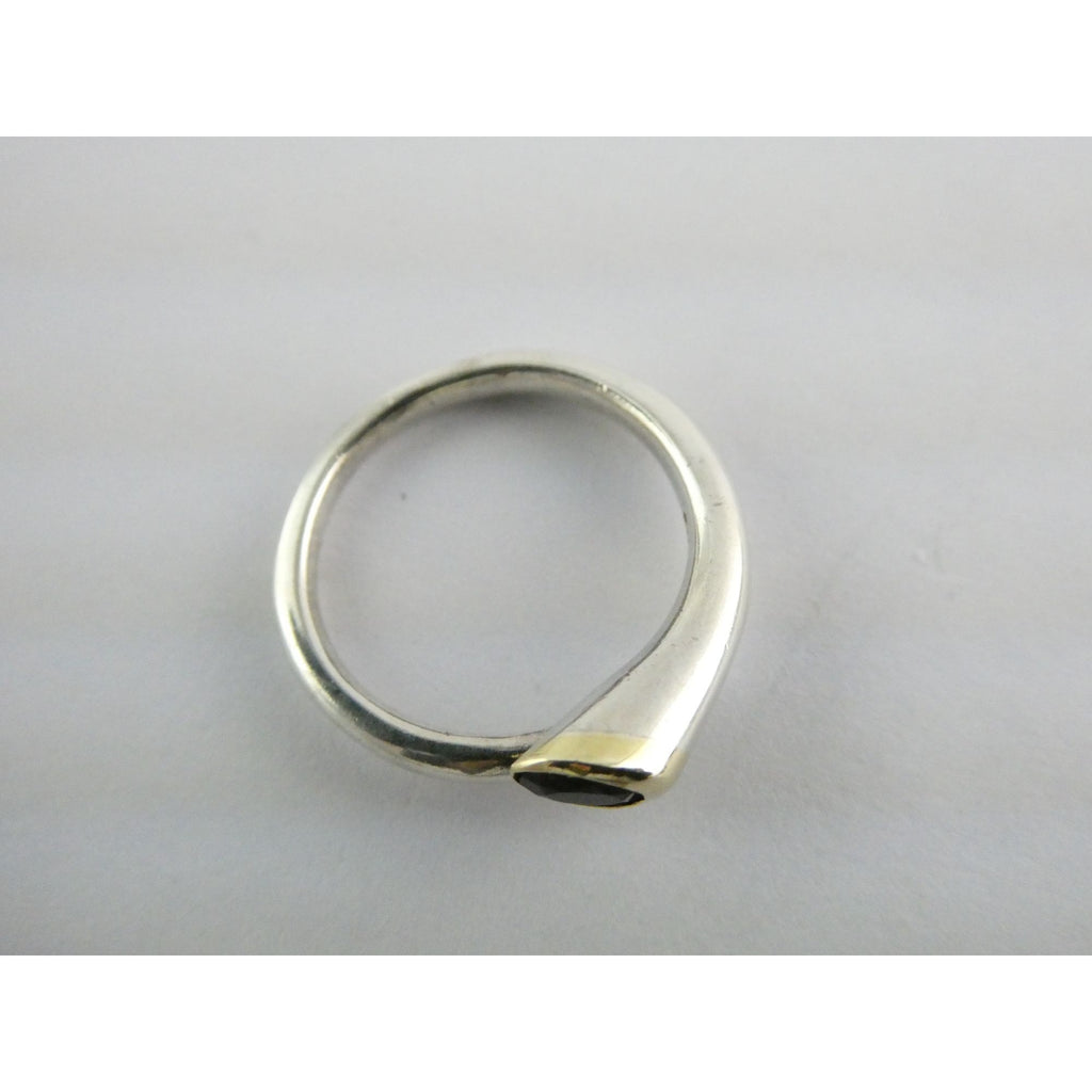 Sterling Silver Gilt Accent Amethyst End Bypass Ring 925 Size 6 Weighs 3.1g