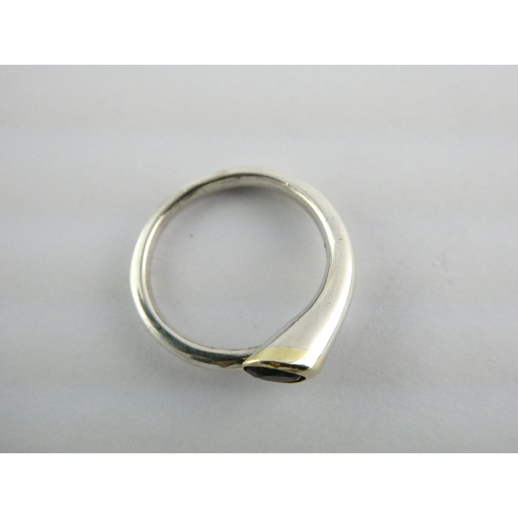 Sterling Silver Gilt Accent Amethyst End Bypass Ring 925 Size 6 Weighs 3.1g