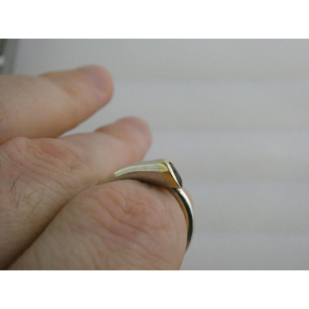 Sterling Silver Gilt Accent Amethyst End Bypass Ring 925 Size 6 Weighs 3.1g