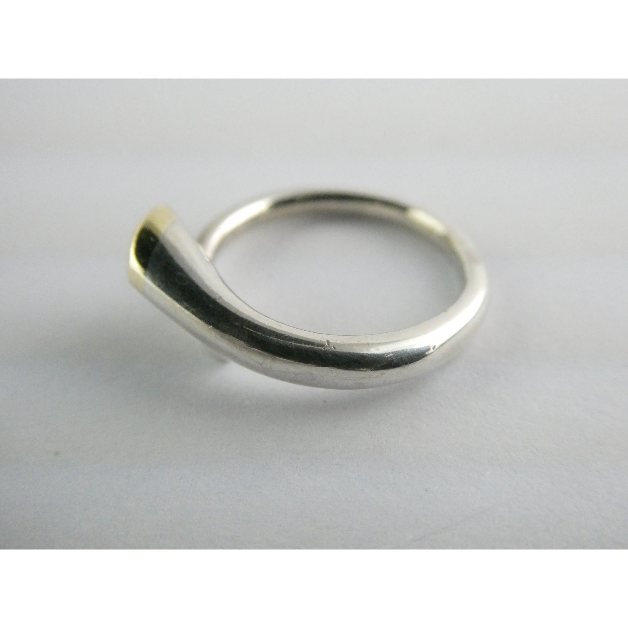 Sterling Silver Gilt Accent Amethyst End Bypass Ring 925 Size 6 Weighs 3.1g