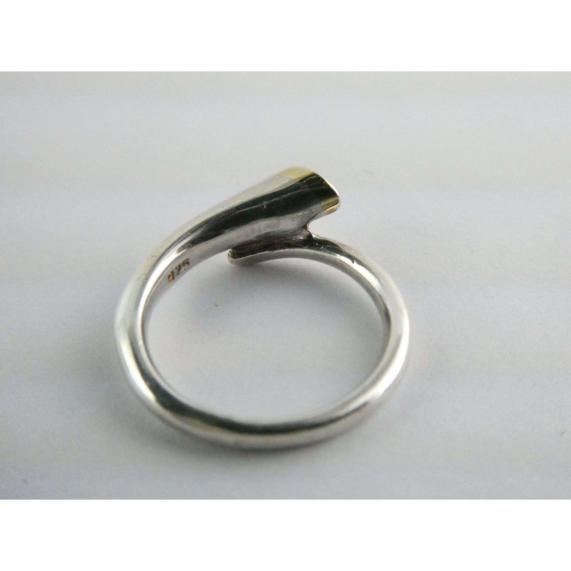 Sterling Silver Gilt Accent Amethyst End Bypass Ring 925 Size 6 Weighs 3.1g