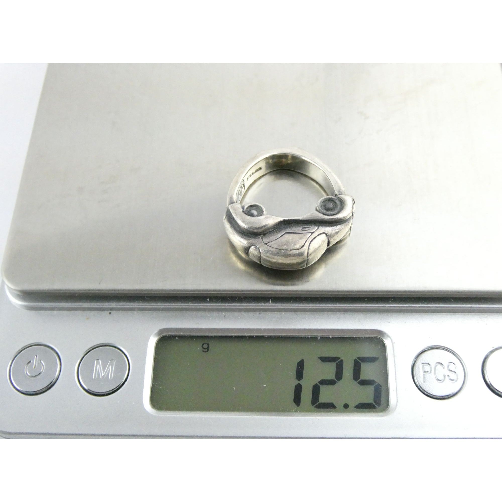 Vintage James Yesberger Volkswagen Beetle Sterling Silver Ring Size 4 12.5g