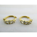 Gilt Sterling Silver White Crystal Accented Hoop Earrings 16mm Diameter 3.9g