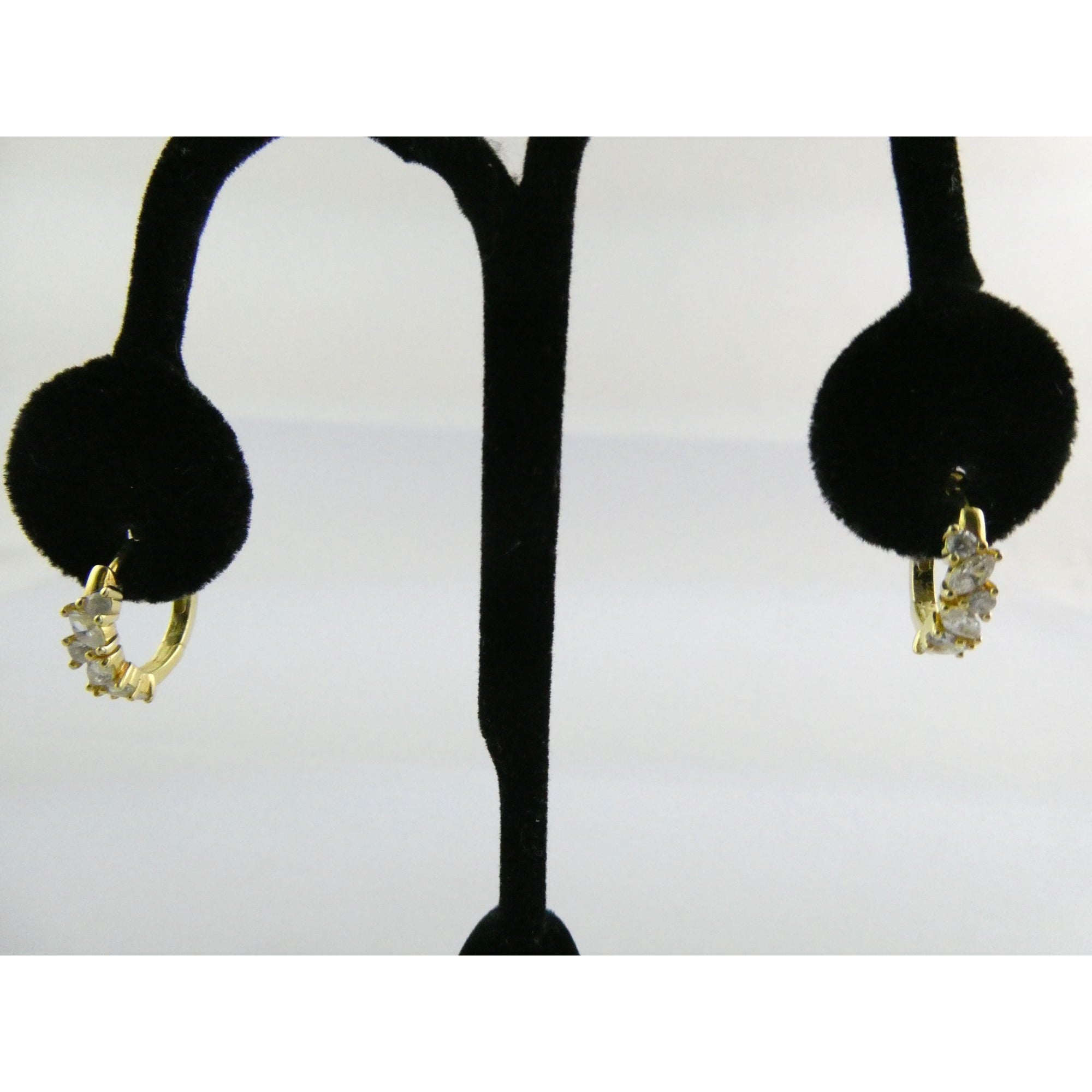 Gilt Sterling Silver White Crystal Accented Hoop Earrings 16mm Diameter 3.9g