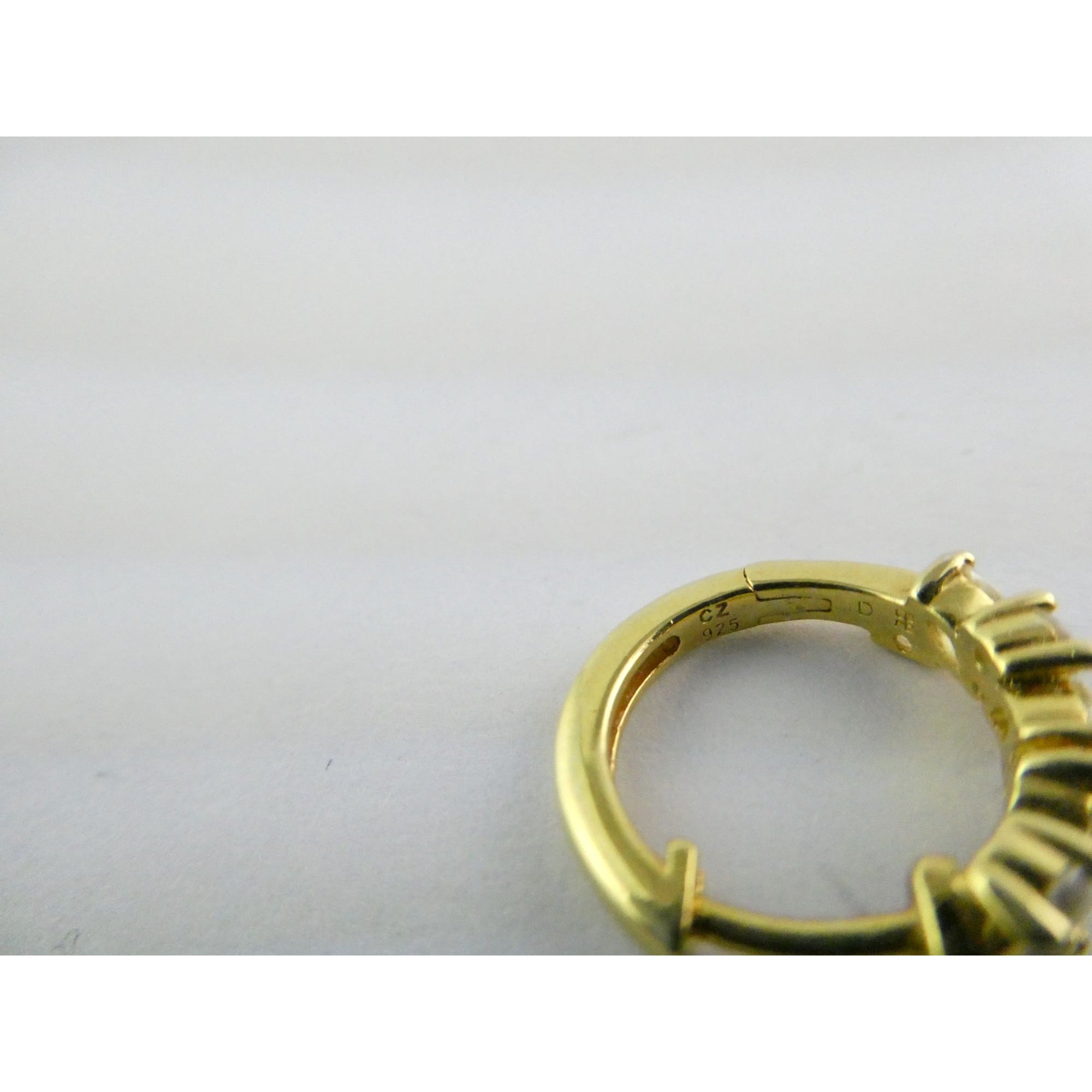 Gilt Sterling Silver White Crystal Accented Hoop Earrings 16mm Diameter 3.9g