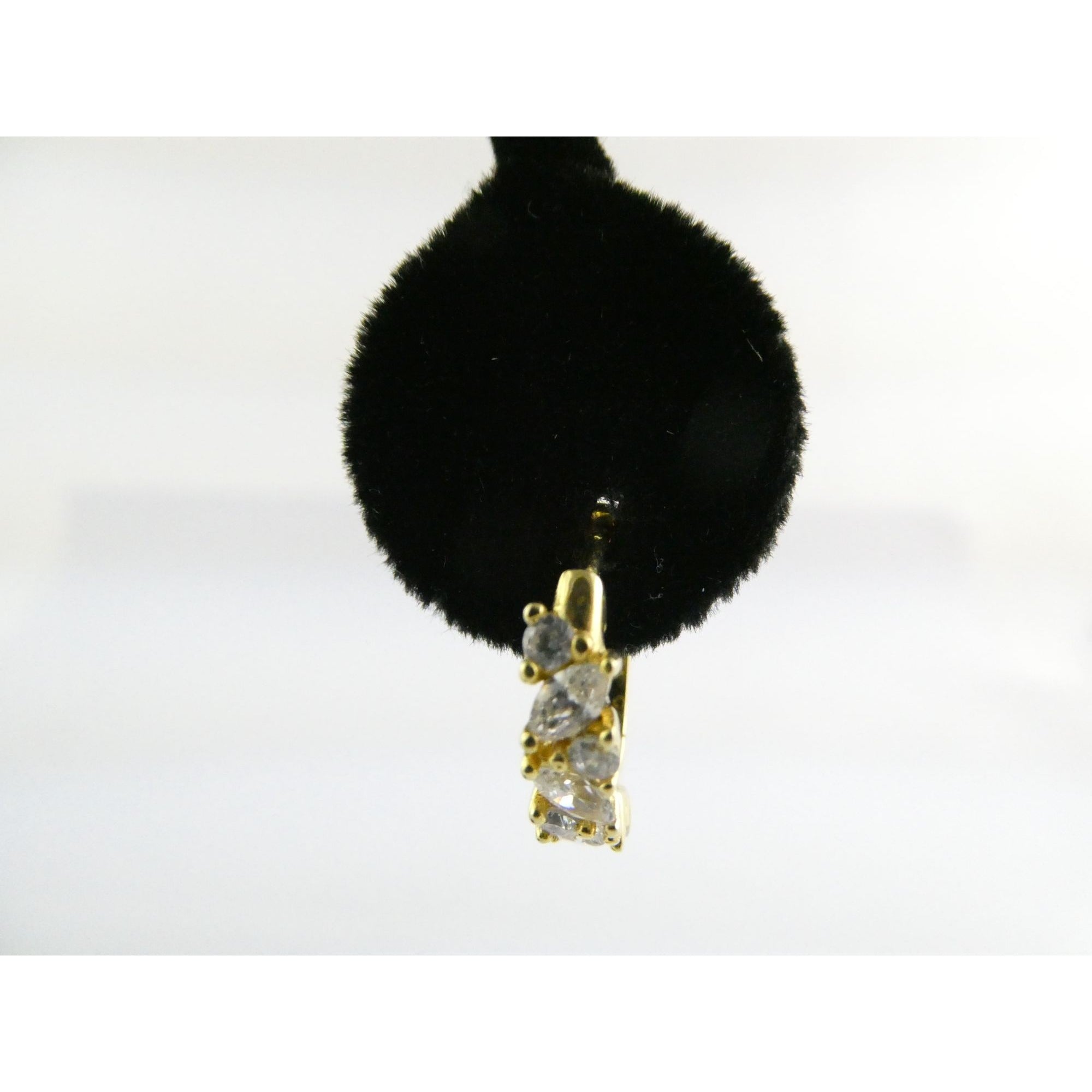 Gilt Sterling Silver White Crystal Accented Hoop Earrings 16mm Diameter 3.9g