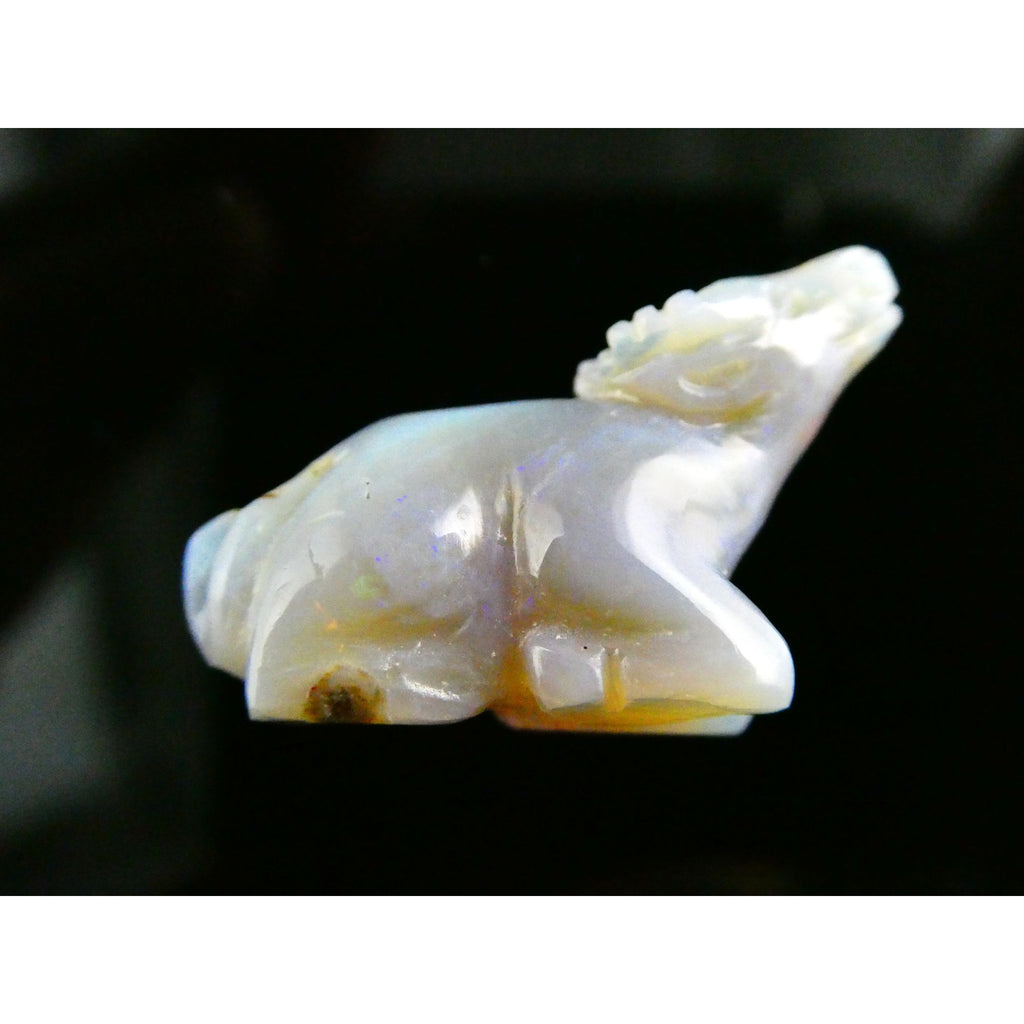 Carved Natural Opal Sitting Cow Specimen 3.5g Weight 17.58 Carats 27mm Length