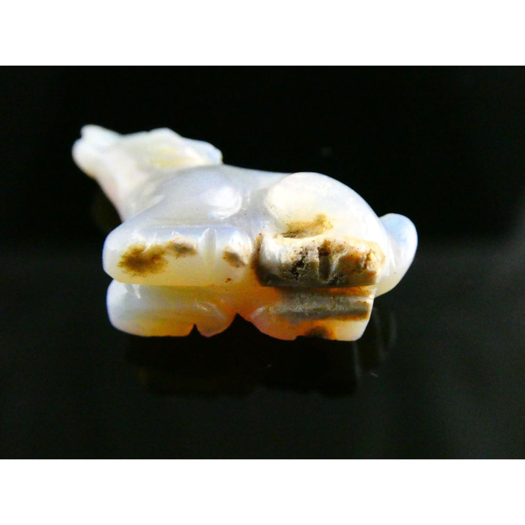 Carved Natural Opal Sitting Cow Specimen 3.5g Weight 17.58 Carats 27mm Length